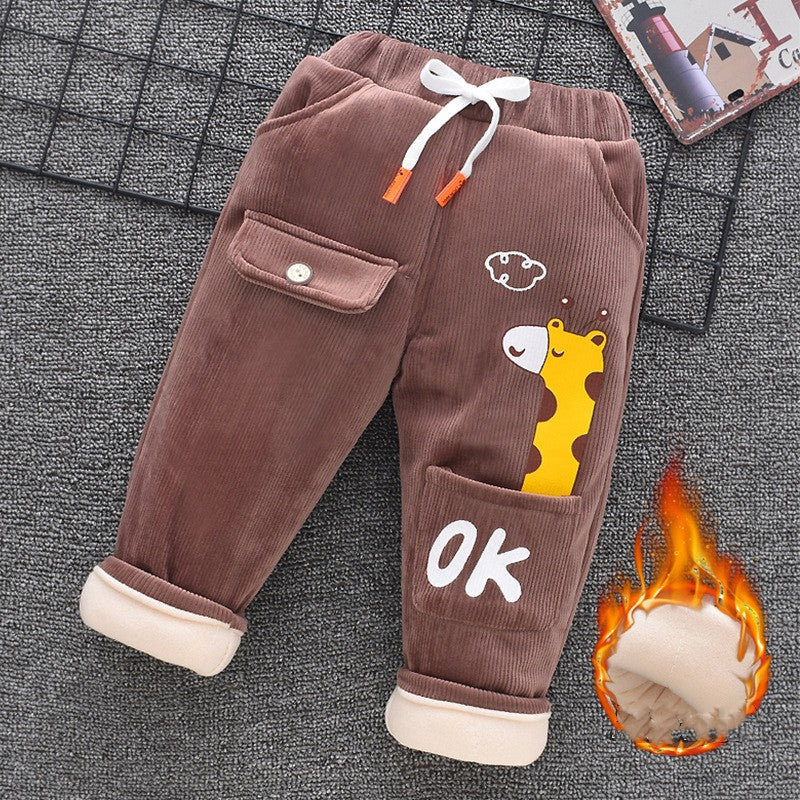 Baby Cotton Pants Boys Three Layer Plus Velvet And Thick Girls