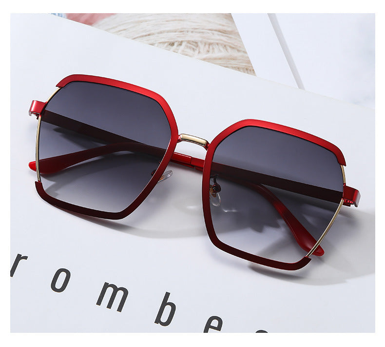 Metal Semi-rimless Sunglasses Street Shooting European And American Women UV Protection Glasses