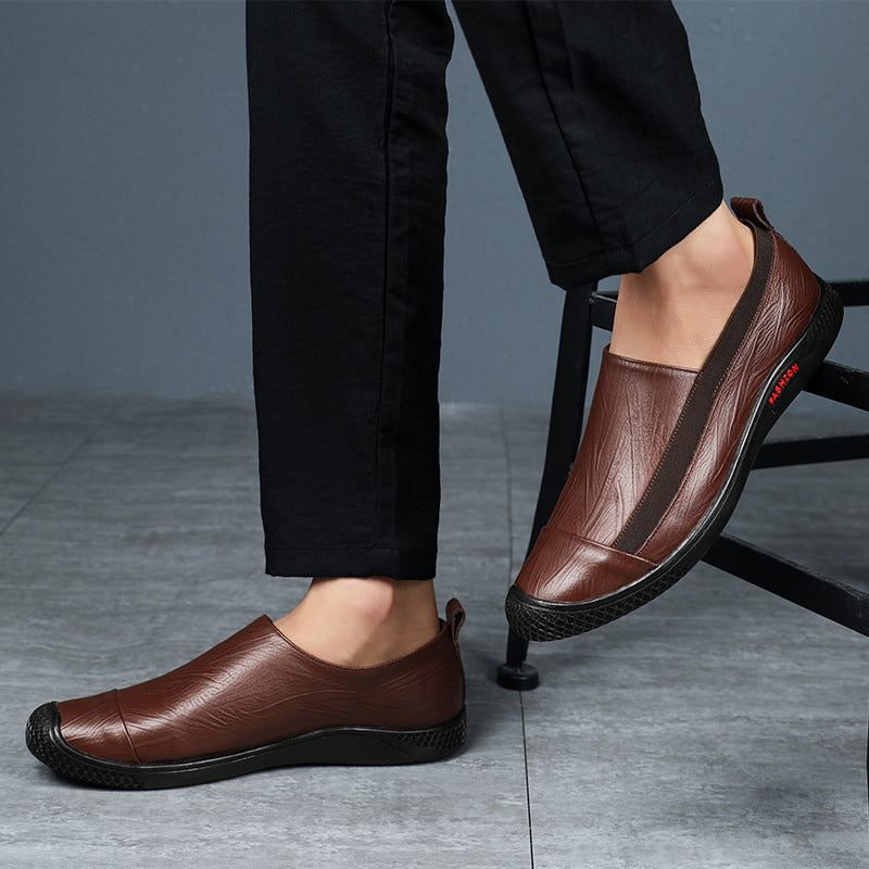 Spring And Autumn New First Layer Leather Case Foot Lazy One Pedal Leather Shoes Driver's Soft Shoes