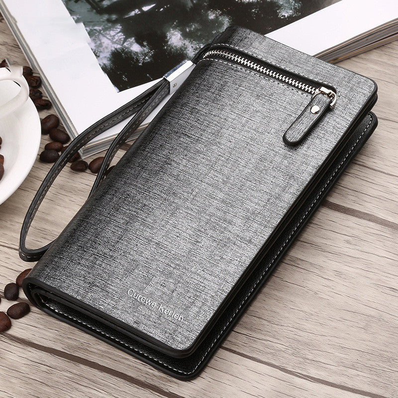 Business Long Zipper Press Button Bag