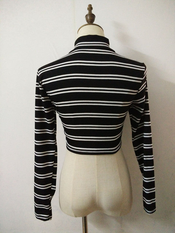 Zipper long sleeve crop top
