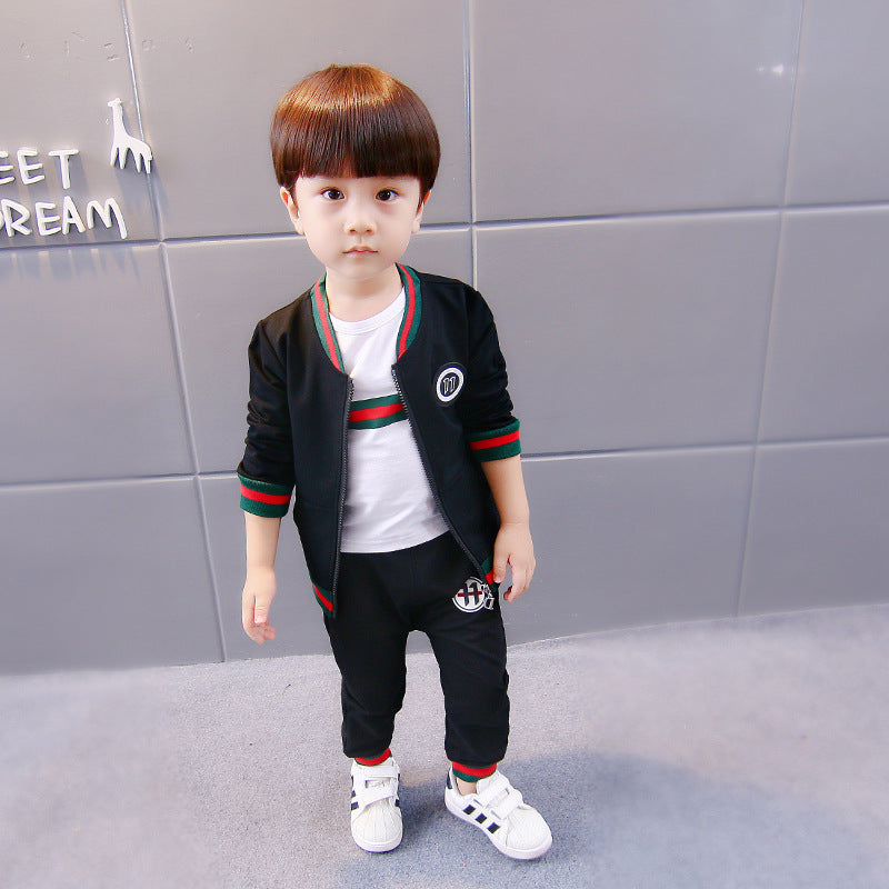 Children's three piece spring and autumn clothes