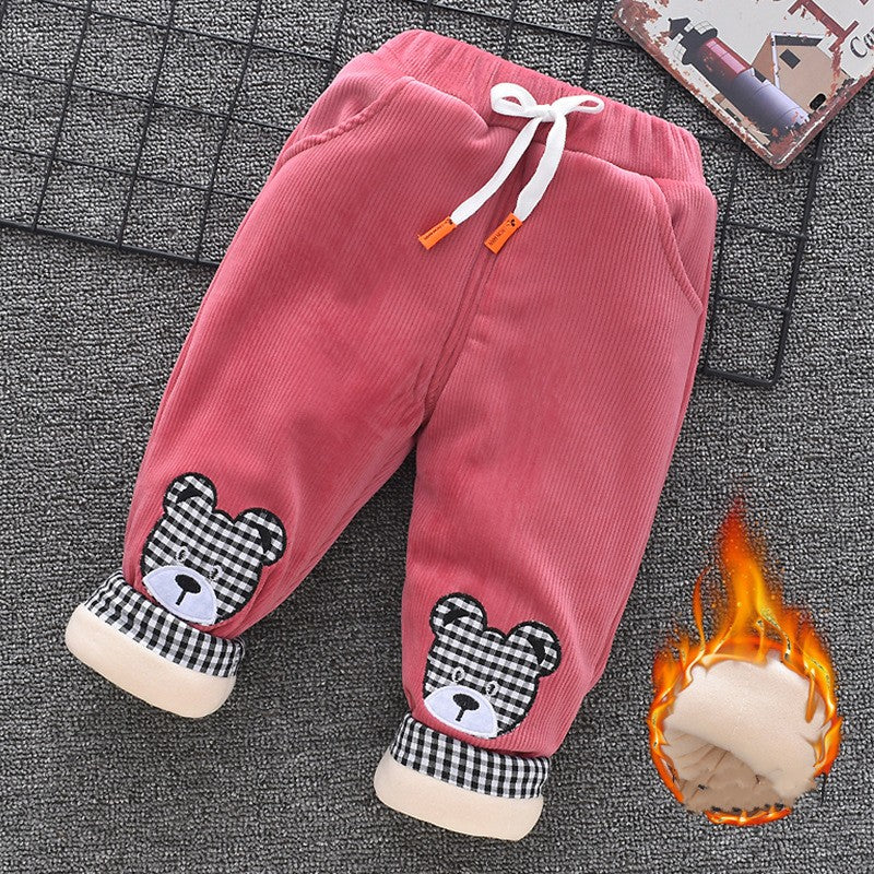 Baby Cotton Pants Boys Three Layer Plus Velvet And Thick Girls