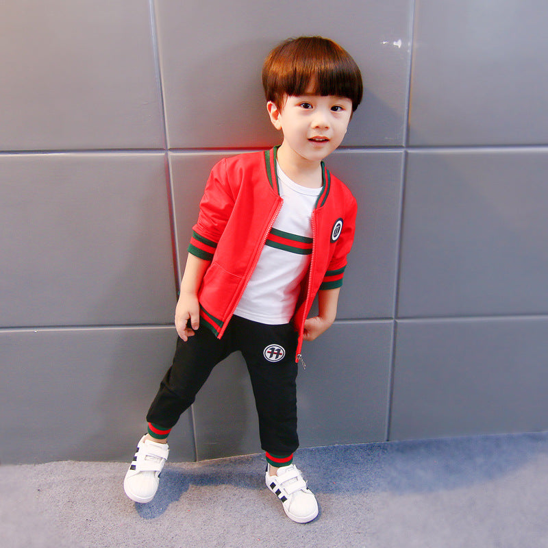 Children's three piece spring and autumn clothes