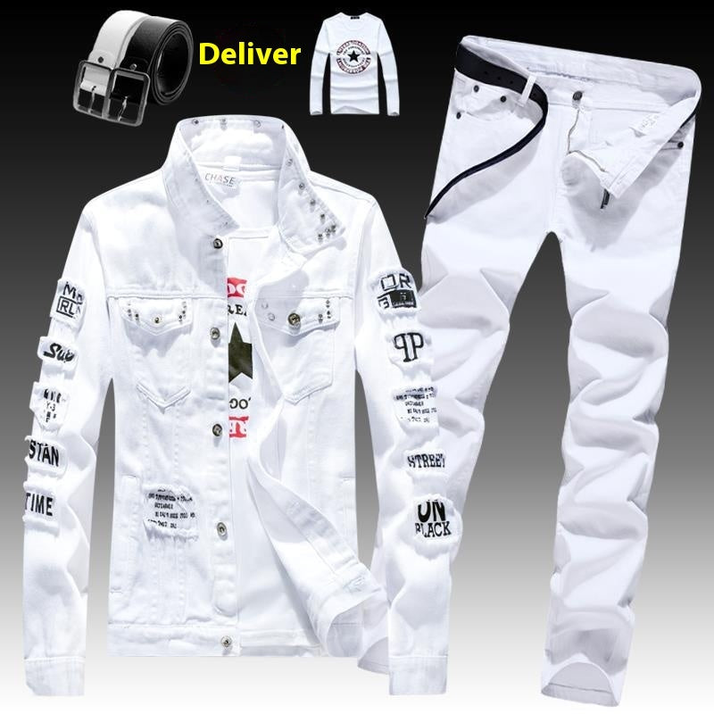 Men's Denim Coat With Long Pants Suit