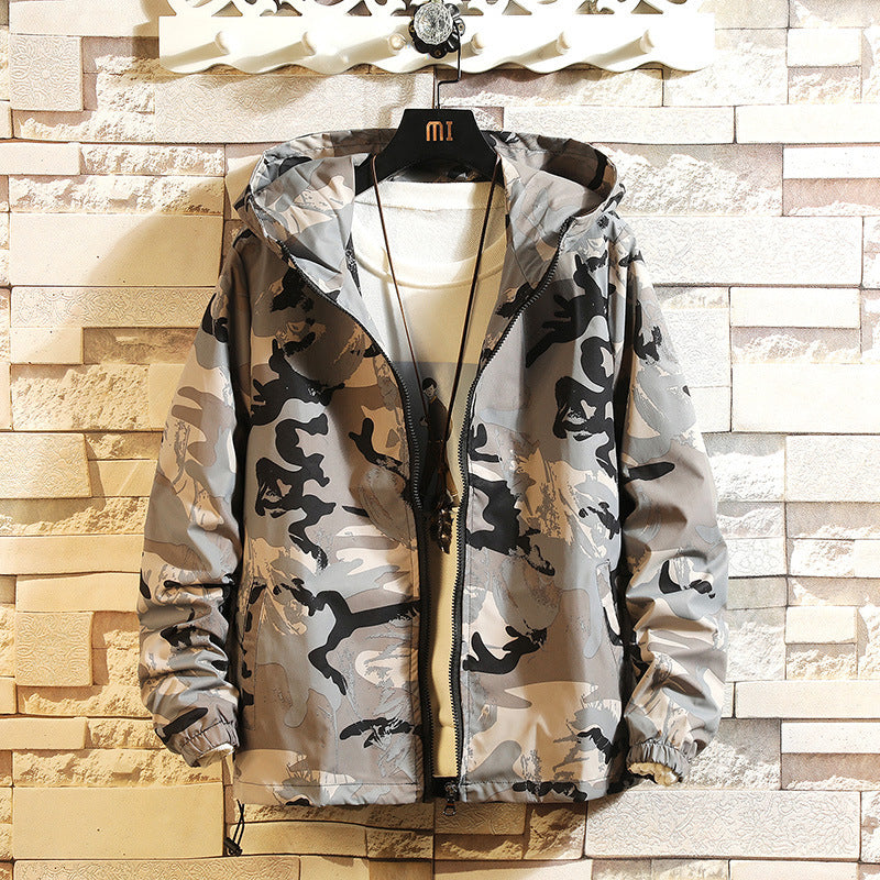 Camouflage Zipper Hooded Jacket Men's Coat