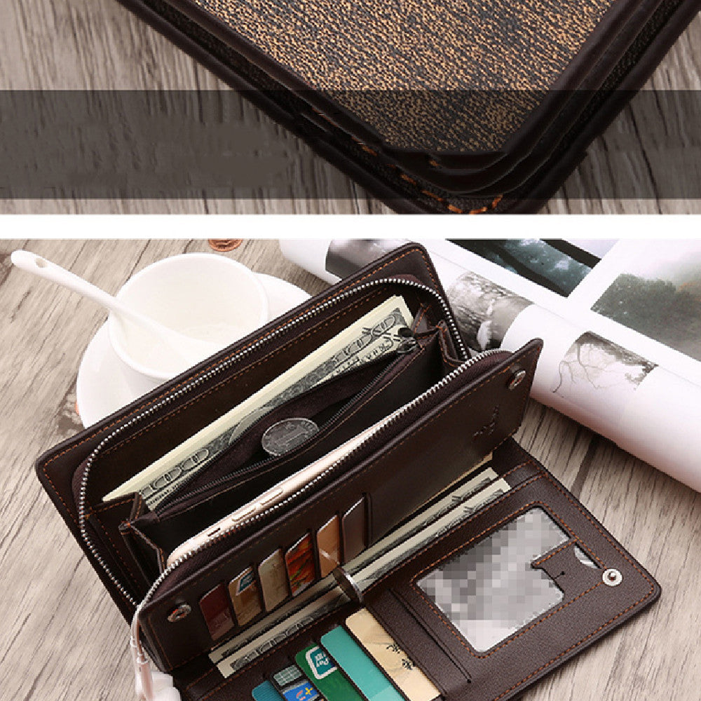 Business Long Zipper Press Button Bag