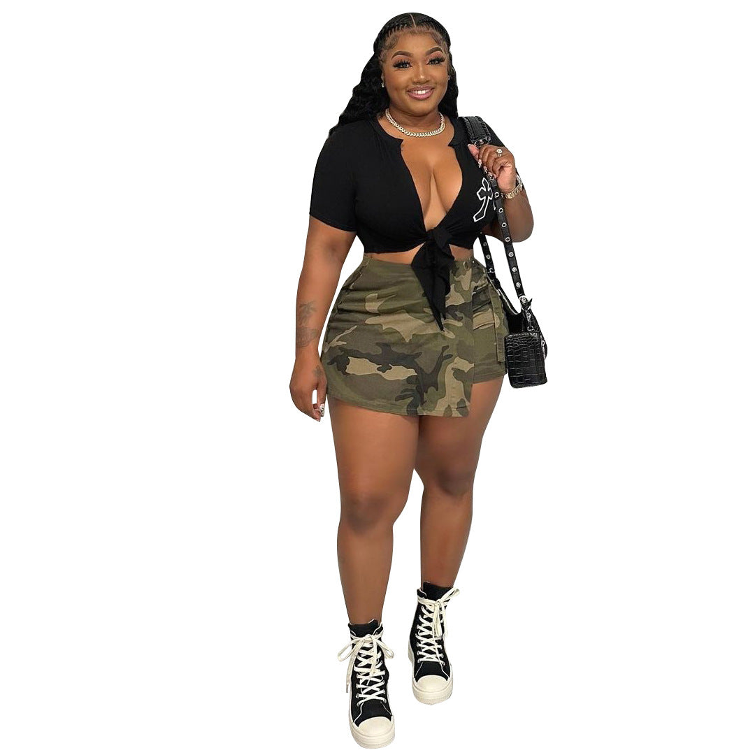 Women's Fashion Casual Camouflage Pocket Shorts