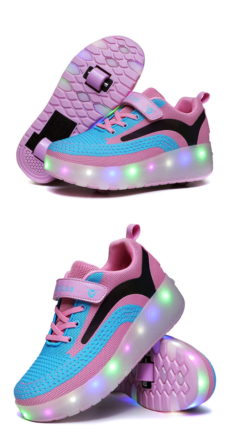 Children's Hair Smooth Roller Shoelace Light Wheel Shoes