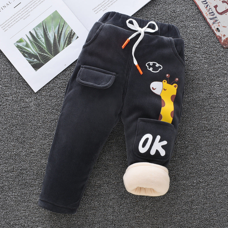 Baby Cotton Pants Boys Three Layer Plus Velvet And Thick Girls