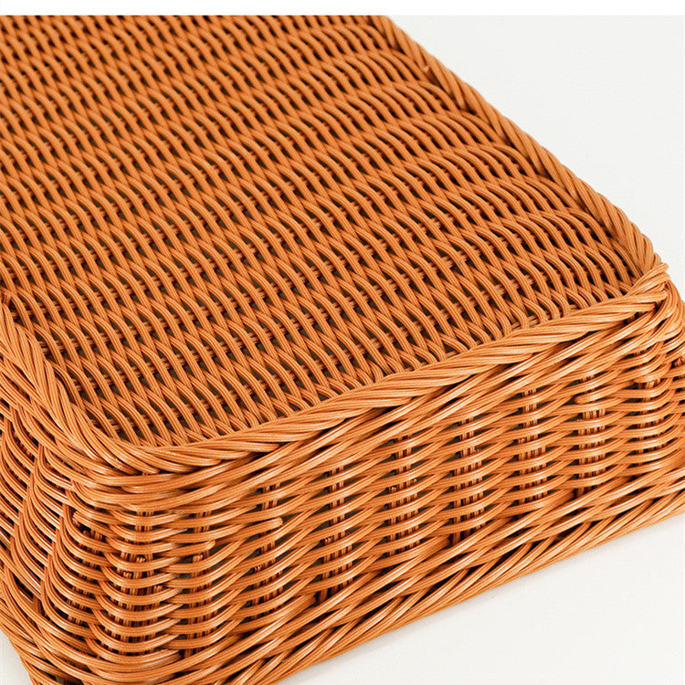Rattan Storage Basket Plastic Woven Fruit Basket Home Storage Organizing Basket