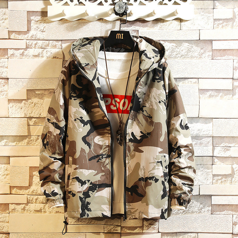 Camouflage Zipper Hooded Jacket Men's Coat