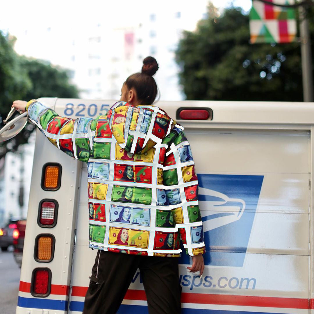 Colorful Printed And Dyed Bread Hooded Down Cotton Padded Jacket