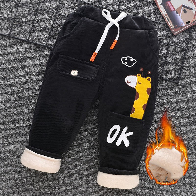 Baby Cotton Pants Boys Three Layer Plus Velvet And Thick Girls