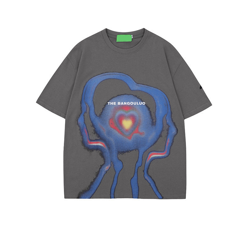 3D Dizzy Alien Print Pattern Short Sleeve T-shirt