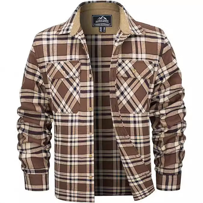 European And American Fall Winter Men's Flannel Casual Button Shirt