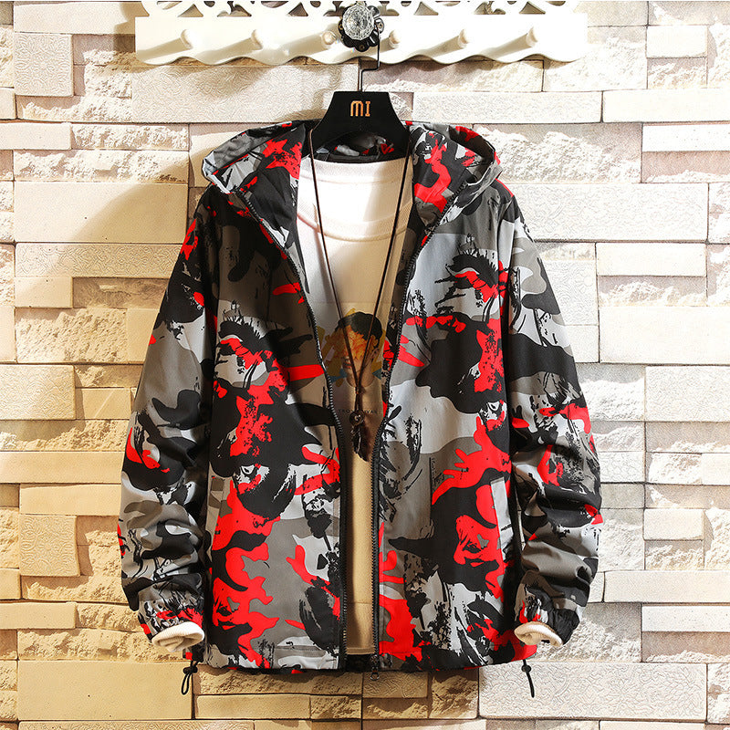 Camouflage Zipper Hooded Jacket Men's Coat