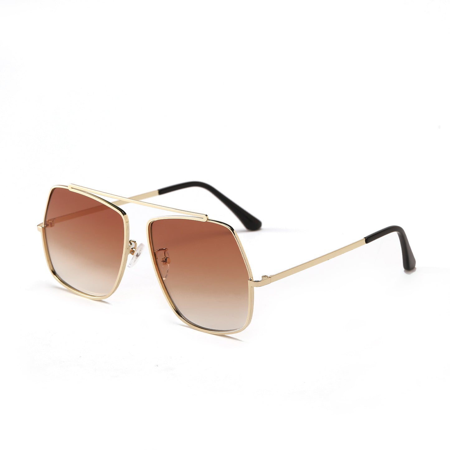 Women's Metal Frame Polygonal Single Bridge Gradient Sunglasses