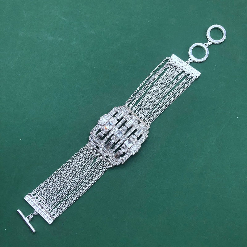 Square Crystal Stone Oval Stone Bead Bracelet