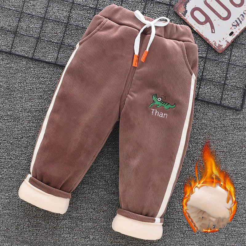 Baby Cotton Pants Boys Three Layer Plus Velvet And Thick Girls