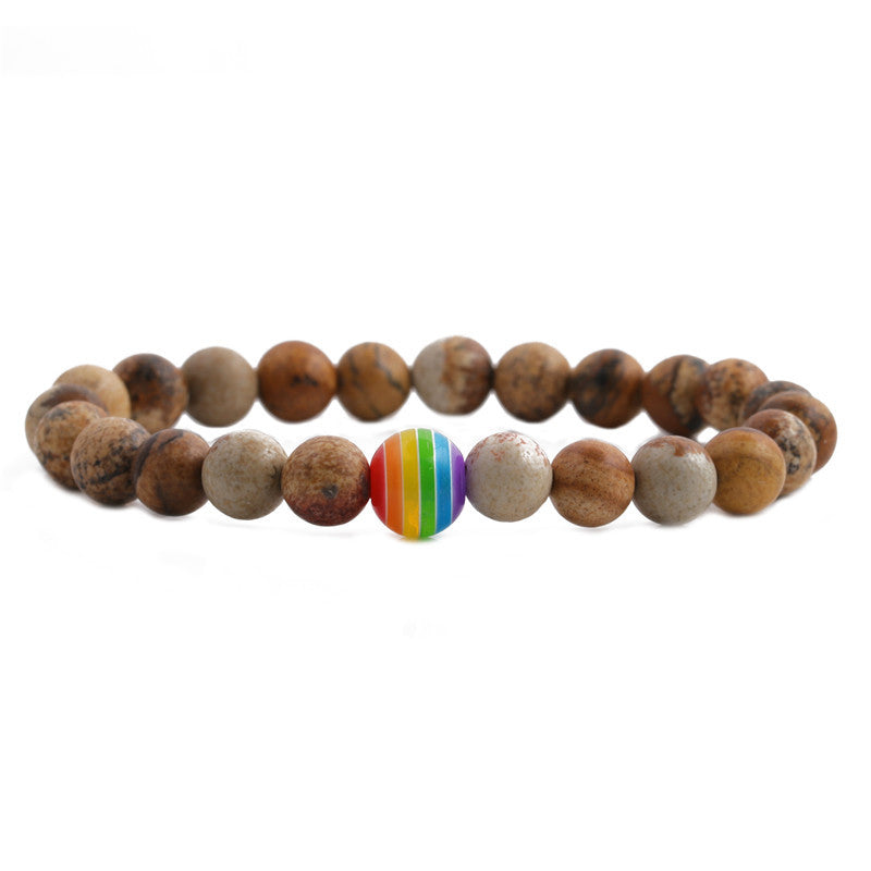 Volcanic Rock Couple Bracelet Colorful Chakra Bracelet