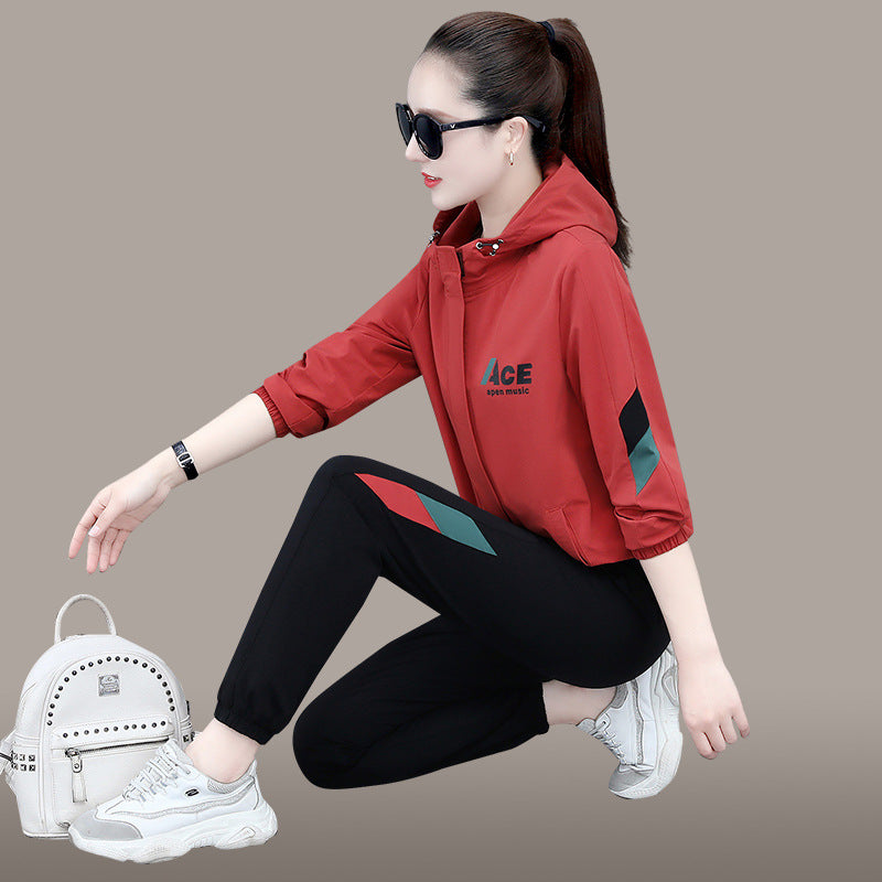 Women's New Fashion Loose Hooded Sweater Casual Sports Suit