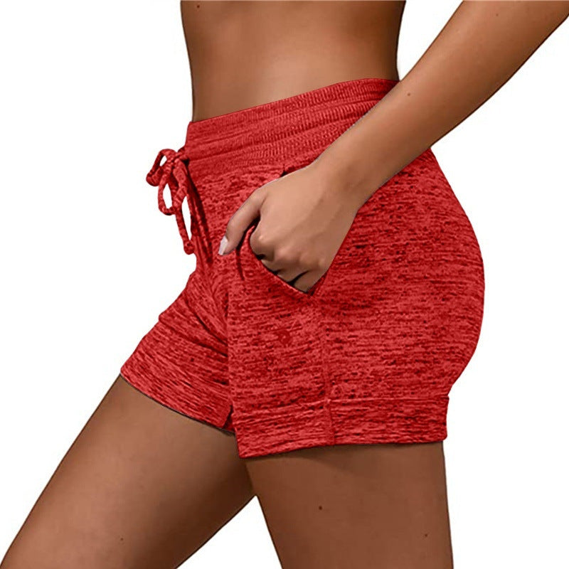 Solid Color Lace Up Yoga Pants Casual Sports Outdoor Women's Shorts