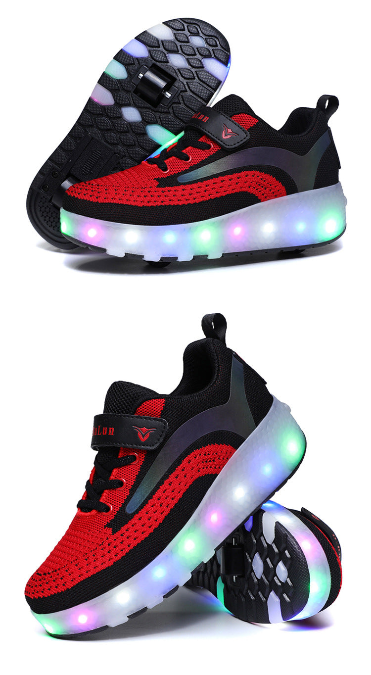 Children's Hair Smooth Roller Shoelace Light Wheel Shoes