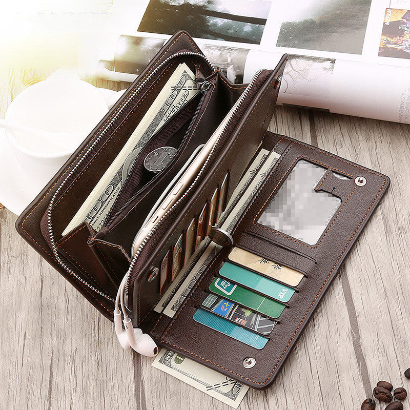 Business Long Zipper Press Button Bag