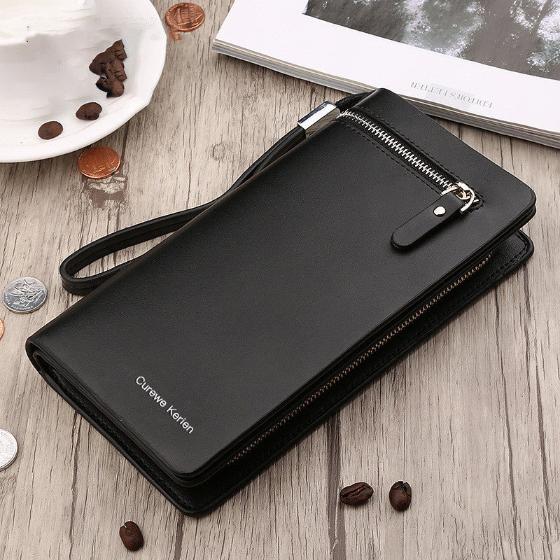Business Long Zipper Press Button Bag