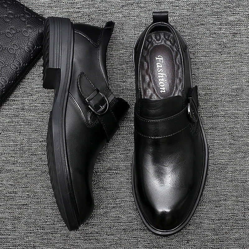 Formal Men's Shoes Trend And Fashion Top Layer Cowhide Single Shoes Increase In Height