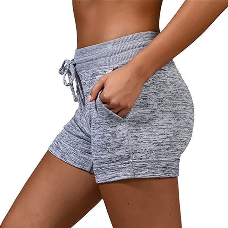 Solid Color Lace Up Yoga Pants Casual Sports Outdoor Women's Shorts