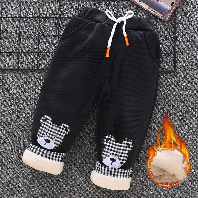 Baby Cotton Pants Boys Three Layer Plus Velvet And Thick Girls