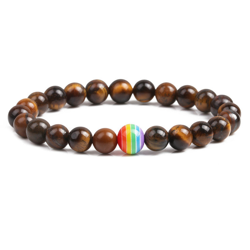 Volcanic Rock Couple Bracelet Colorful Chakra Bracelet