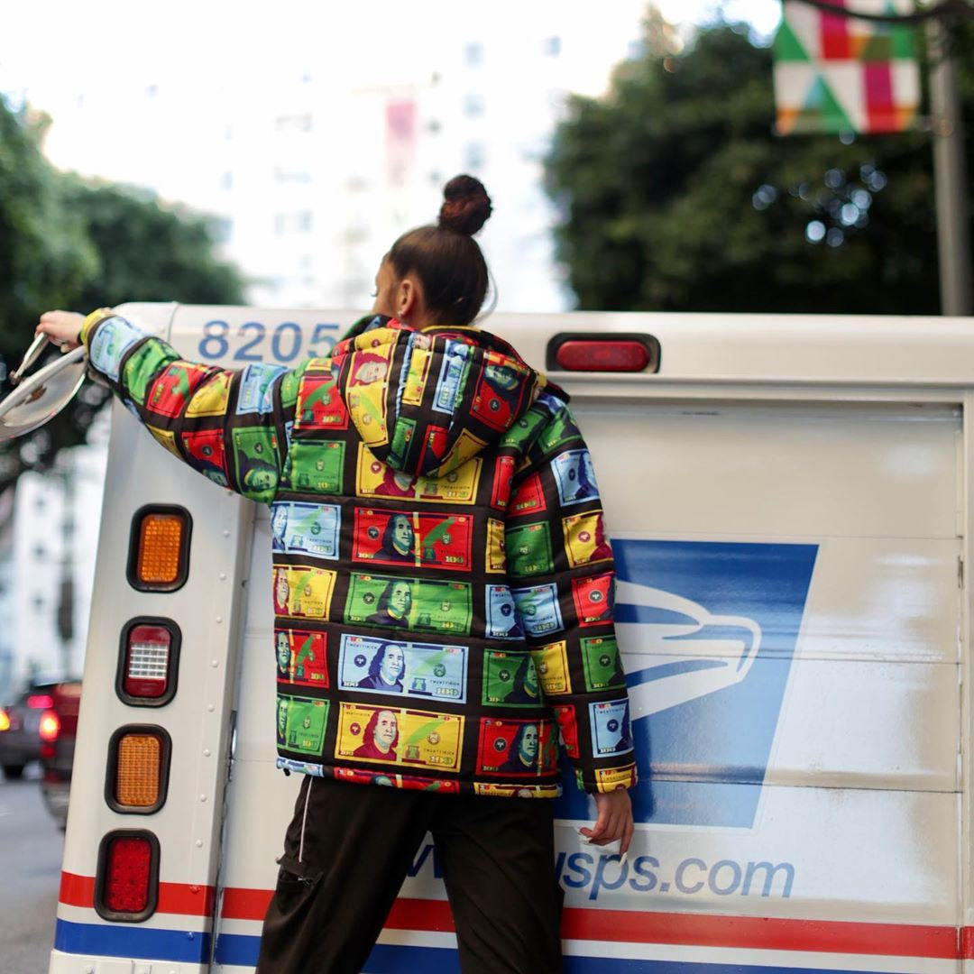 Colorful Printed And Dyed Bread Hooded Down Cotton Padded Jacket