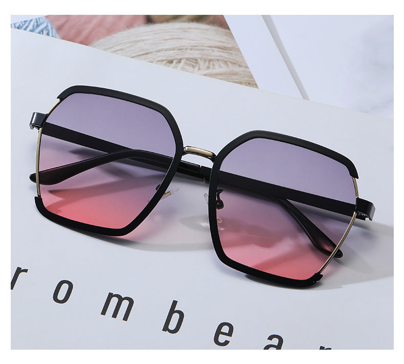 Metal Semi-rimless Sunglasses Street Shooting European And American Women UV Protection Glasses
