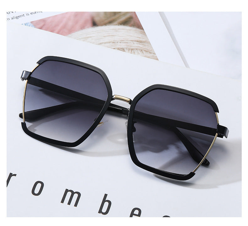 Metal Semi-rimless Sunglasses Street Shooting European And American Women UV Protection Glasses