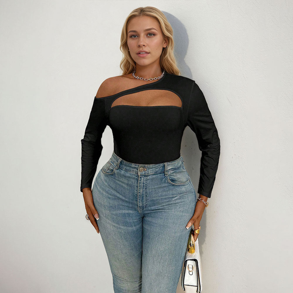 Sexy Off-shoulder Design Long Sleeve Top