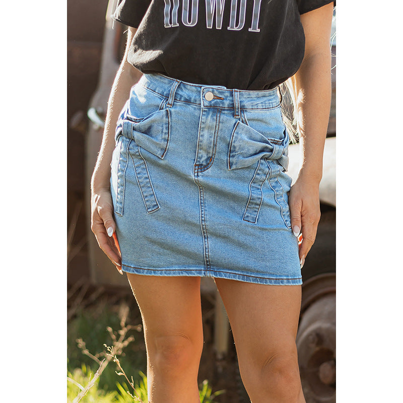 Personalized Trendy High Waist Denim Skirt