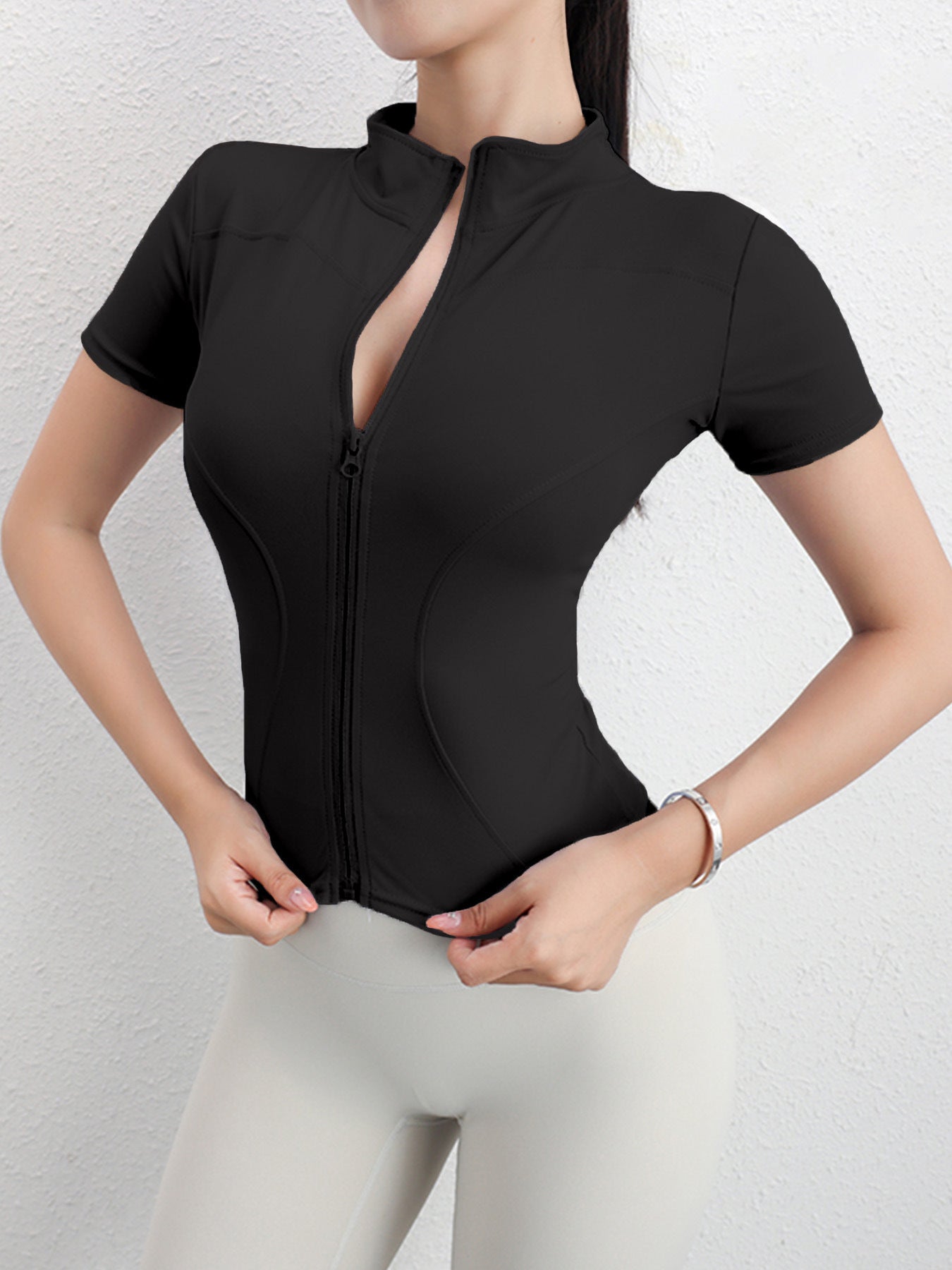 Women's Yoga Short Sleeve Coat Short Sports Fitness