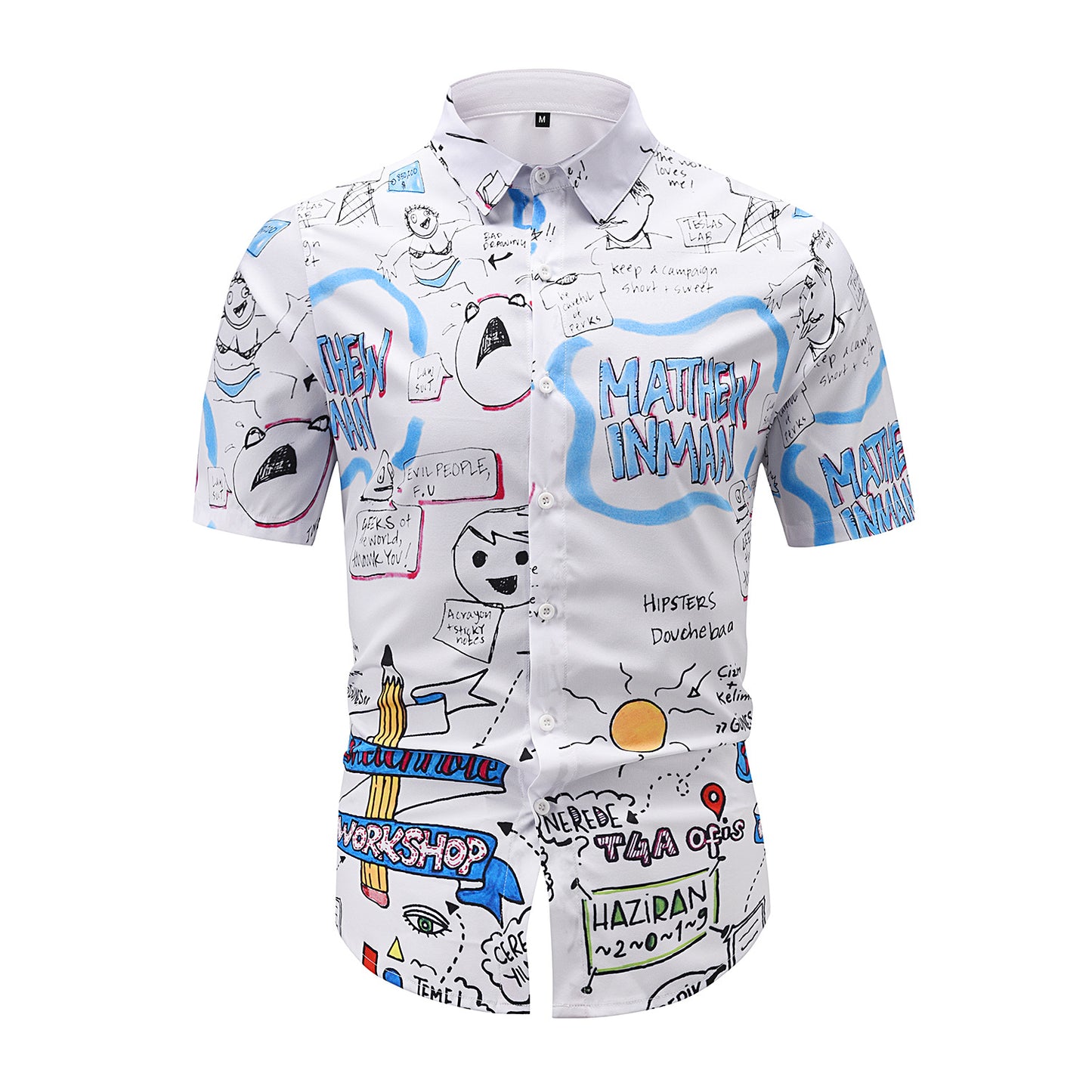 Fashion Loose Digital Print Short Shirt