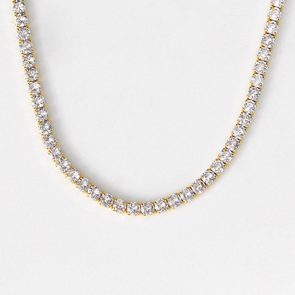 Zircon Tennis Chain Men's And Women's Full Diamond Necklace Accessories