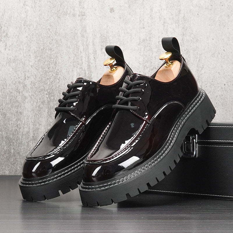 Men's Retro British Style Casual Shoes With Inner Heightening Thick Sole