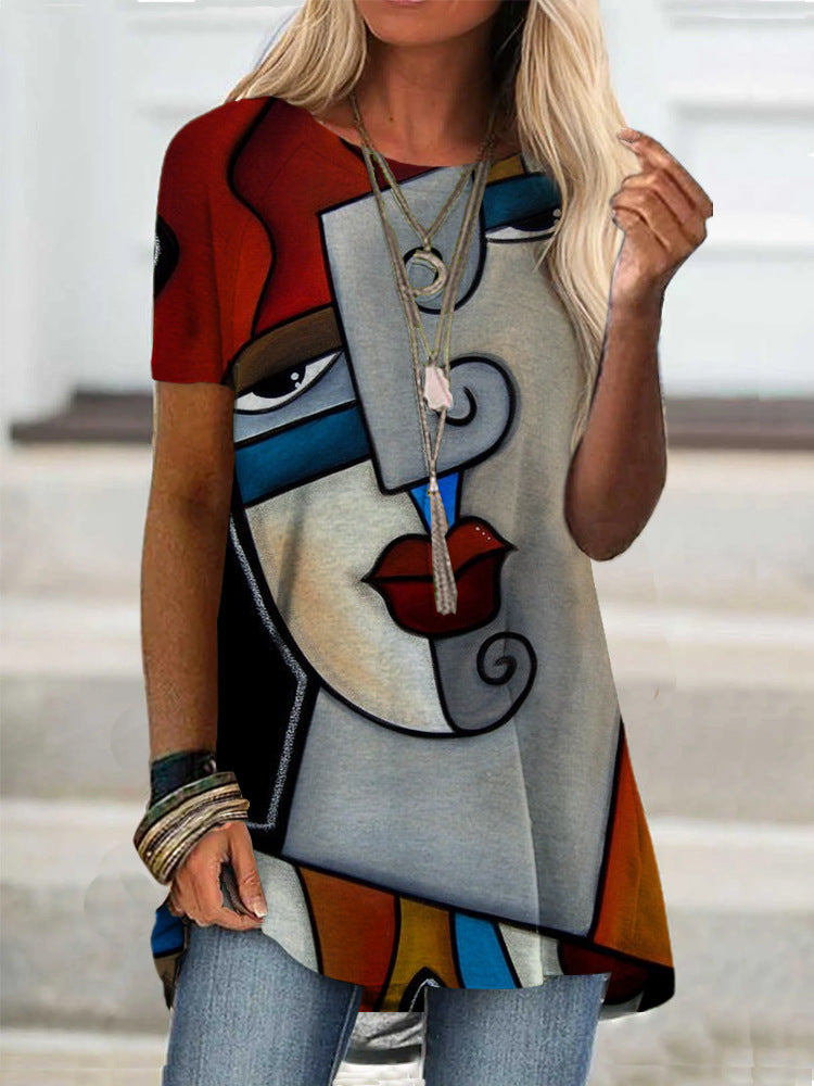 Fashion Women's Short Sleeve Digital Printing