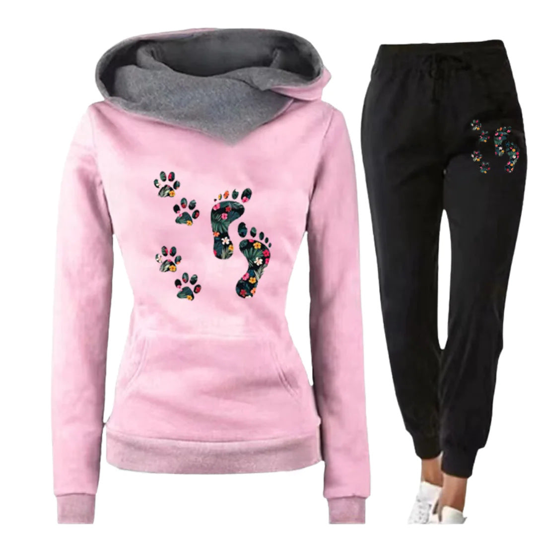Leisure All-matching Hoodie Flower Big Feet Fun Women's Sweater Suit