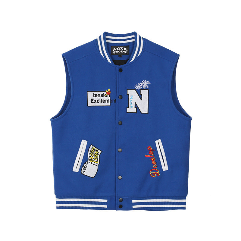 Men's And Women's All-match Embroidered Vest American Couple Jacket