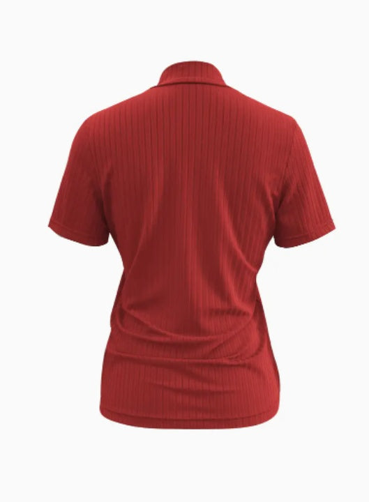 Women's V-Neck Zip-Up Short Sleeve T-Shirt