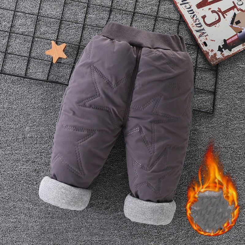Baby Cotton Pants Boys Three Layer Plus Velvet And Thick Girls