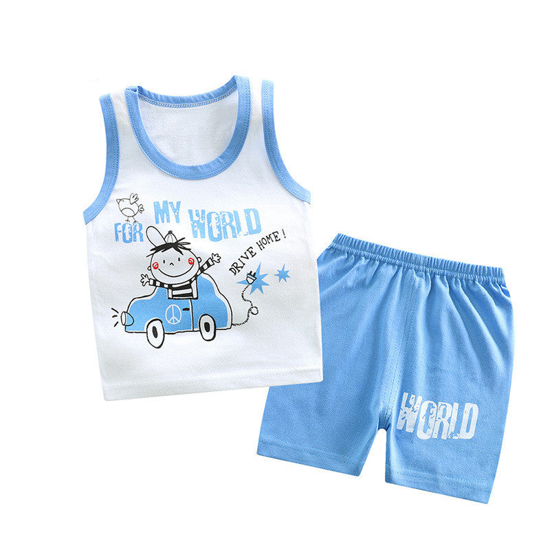 Two-piece sleeveless shorts for boys and girls