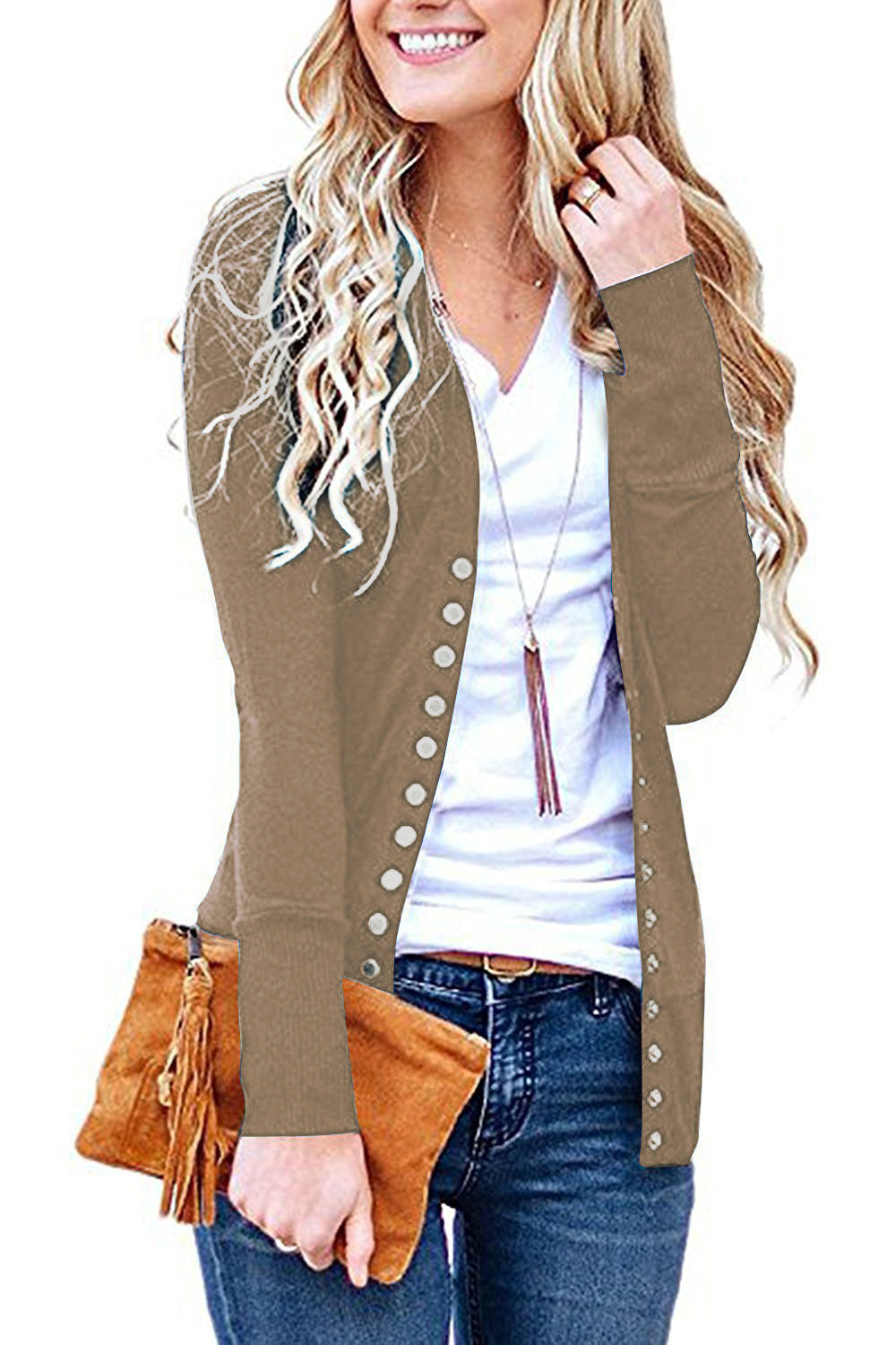 Long sleeve button cardigan top